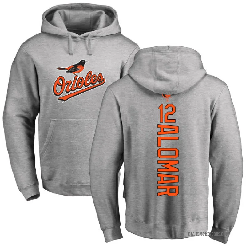 Roberto Alomar Men's Baltimore Orioles Ash Backer Pullover Hoodie