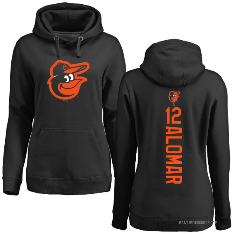 Roberto Alomar Women's Black Baltimore Orioles Backer Pullover Hoodie