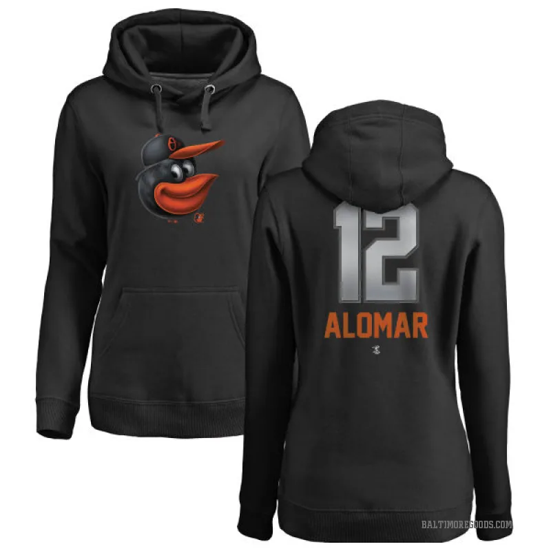Roberto Alomar Women's Black Baltimore Orioles Branded Midnight Mascot Pullover Hoodie -