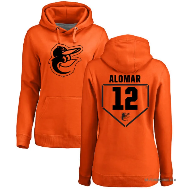 Roberto Alomar Women's Orange Baltimore Orioles Branded RBI Pullover Hoodie -